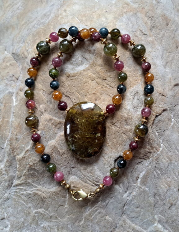 Grossular Amulett Anhänger Edelsteinkette Heilsteinschmuck