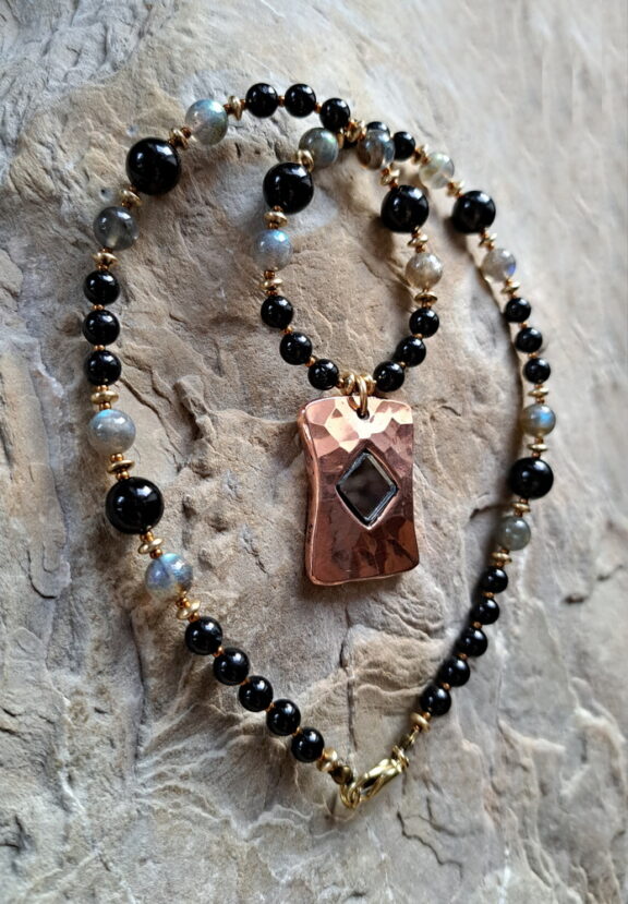 Spiegelamulett Anhänger Edelsteinkette Heilsteinschmuck