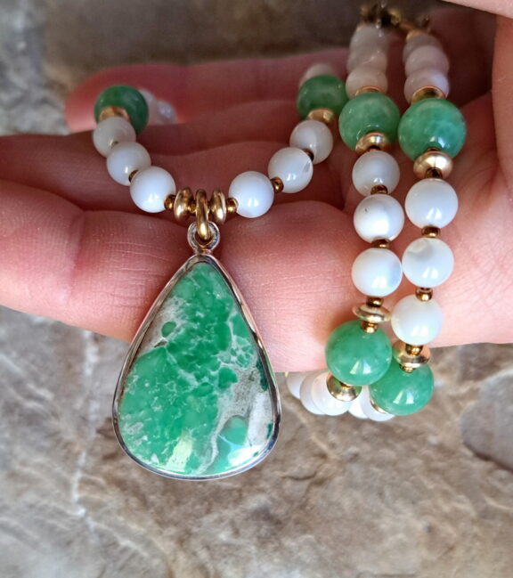 Variscit Amulett Anhänger Edelsteinkette Heilsteinschmuck