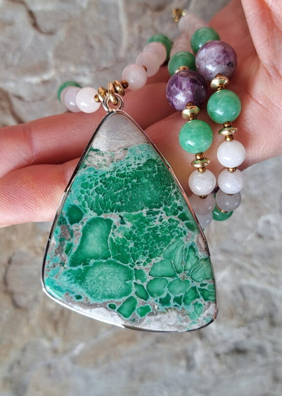 Variscit Amulett Anhänger Edelsteinkette Heilsteinschmuck