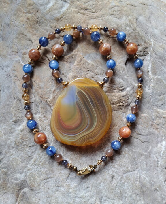 Karneol Achat Amulett Anhänger Edelsteinkette Heilsteinschmuck