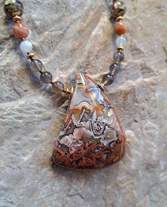 Achat Edelstein Anhänger - handgemacht