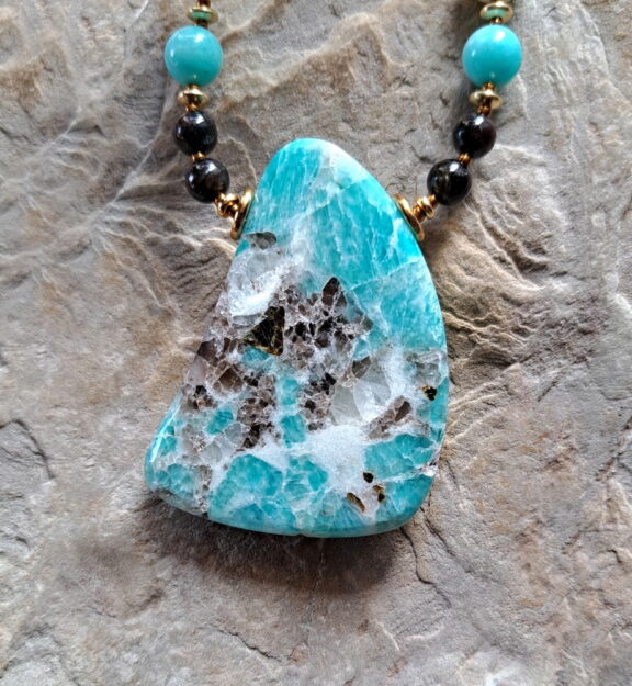 Amazonit Naturstein Anhänger - handgemacht