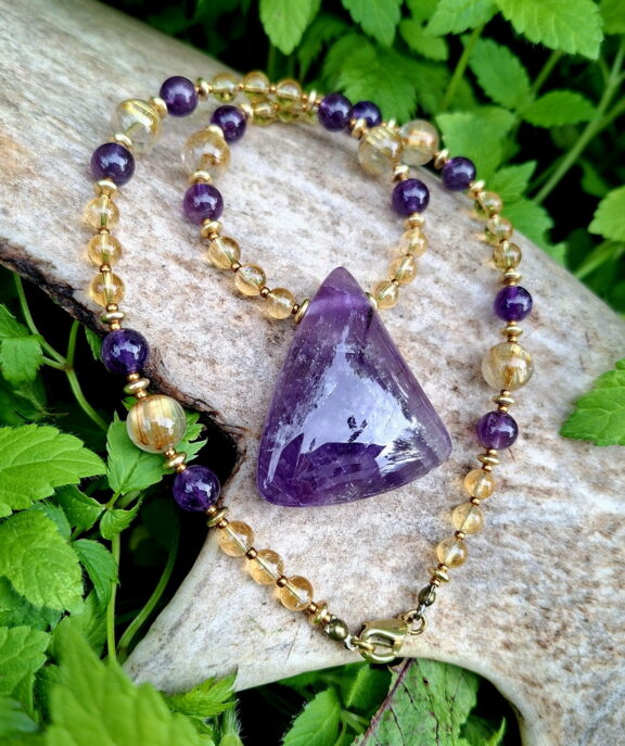Amethyst - Rutilquarz Heilsteinkette