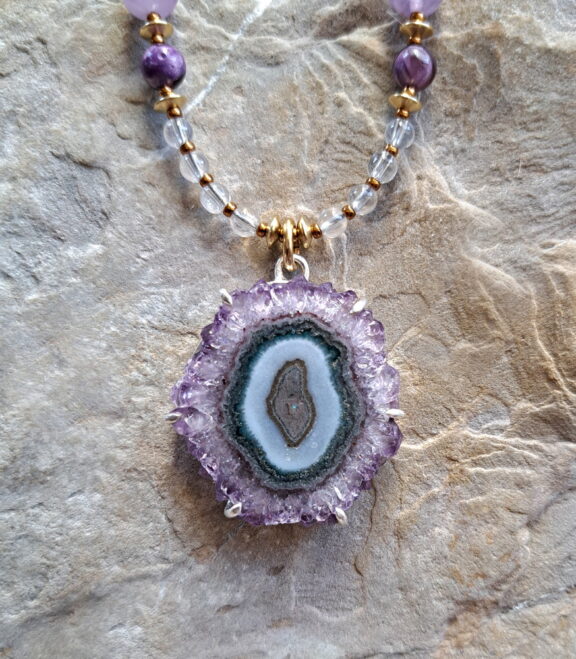 Amethyst Stalaktit Amulett - Natursteinschmuck