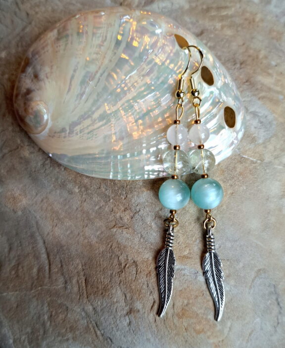 Angelit - Mondstein Perlenohrringe