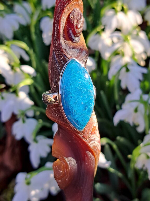 Apatit Heilsteinring in Silber gefasst