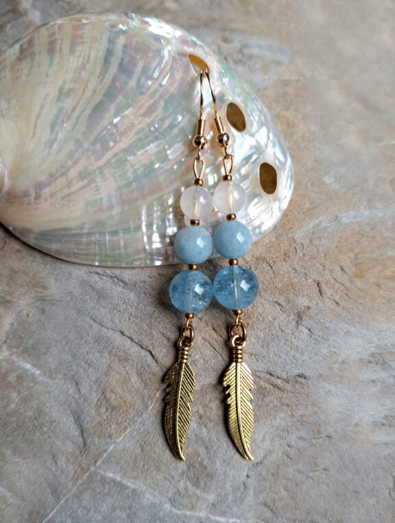 Aquamarin-Trolleit-Edelsteinohrschmuck - handgemacht