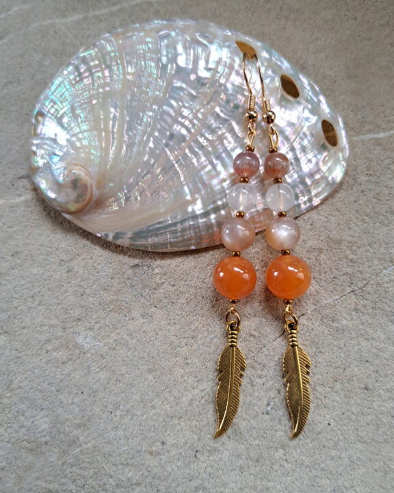 Auralit Edelsteinperlen-Ohrringe - Naturschmuck handgemacht