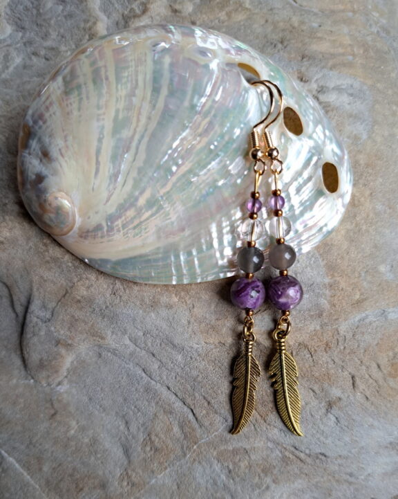 Bergkristall Amethyst Mondstein Ohrringe