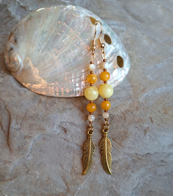 Perlmutt - Bernstein - Perlenohrringe