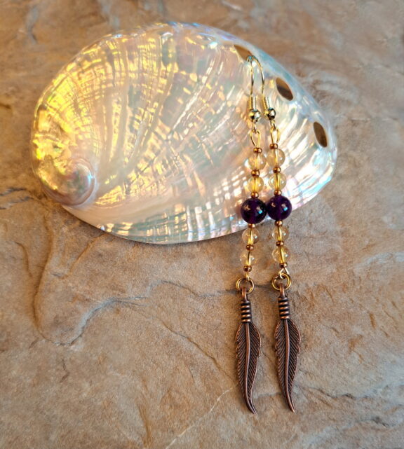 Citrin - Amethyst Perlenohrringe