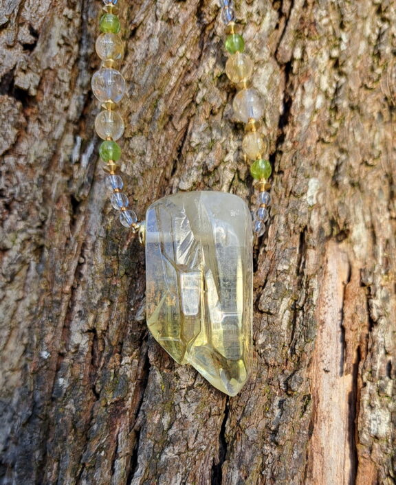 Citrin Doppel Spitze Anhänger XL