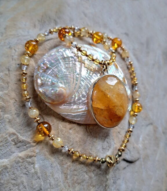 Citrin Naturstein Kette