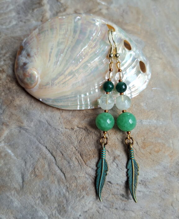 Erdbeerquarz Perlen Ohrringe