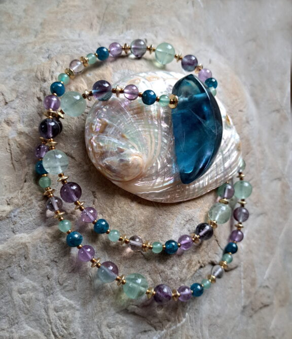 Fluorit Naturstein Halskette