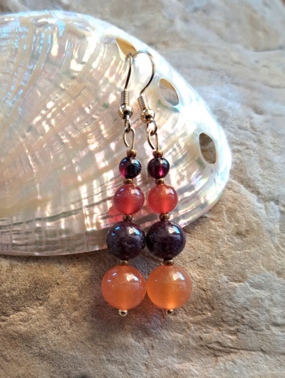 Granat - Karneol - Perlenohrringe