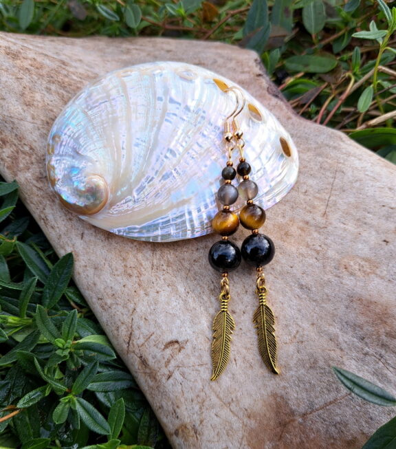 Hypersthen Tigerauge Ohrringe