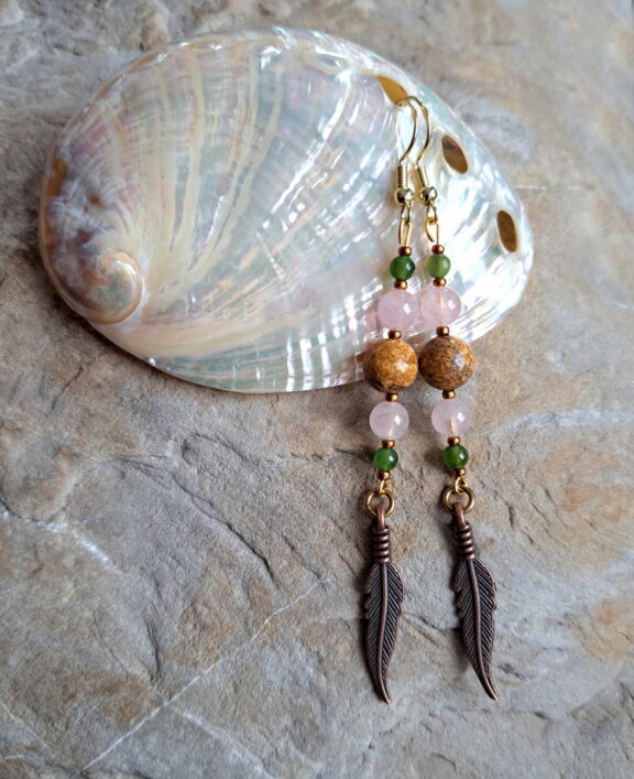 Landschaftsjaspis Perlen Ohrringe