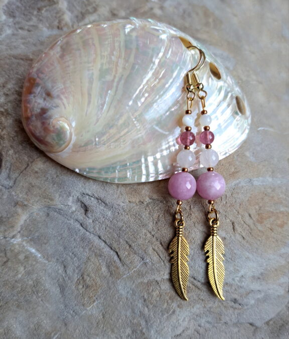 Kunzit Edelstein Ohrringe