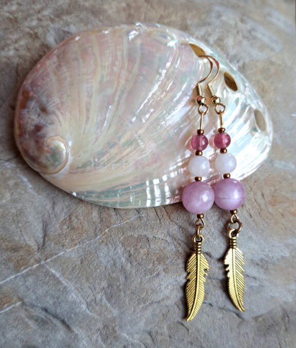 Kunzit - Turmalin - Perlenohrringe