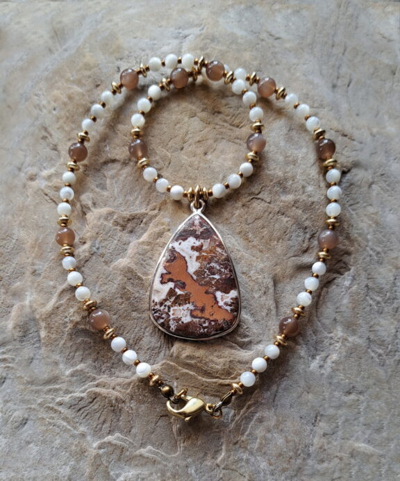 Kupfer Amulett Anhänger Edelsteinkette Heilsteinschmuck