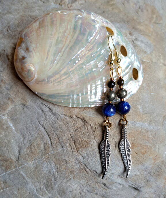 Kyanit - Pyrit - Goldobsidian - Ohrringe