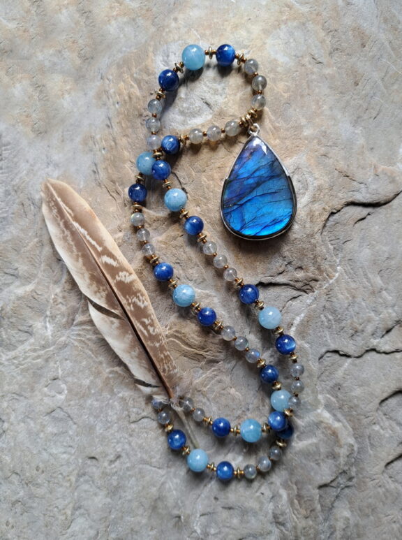 Labradorit Amulett Anhänger Edelsteinkette Heilsteinschmuck