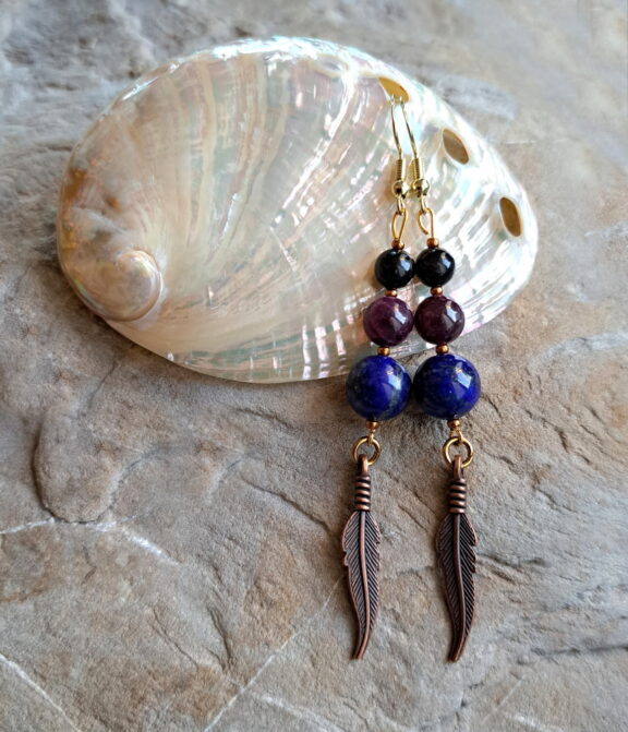 Lapislazuli-Rubin Perlenohrringe