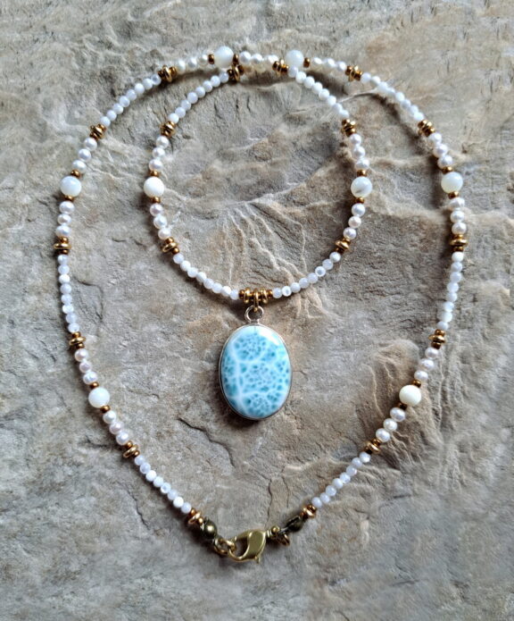 Larimar Edelstein Halskette