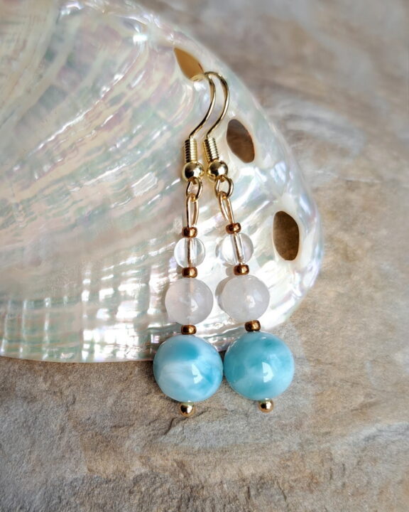 Larimar Perlen Ohrringe