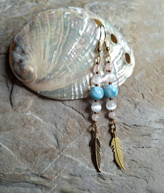 Larimar Perlenohrringe