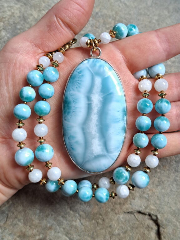 Larimar XXL Heilstein Anhänger