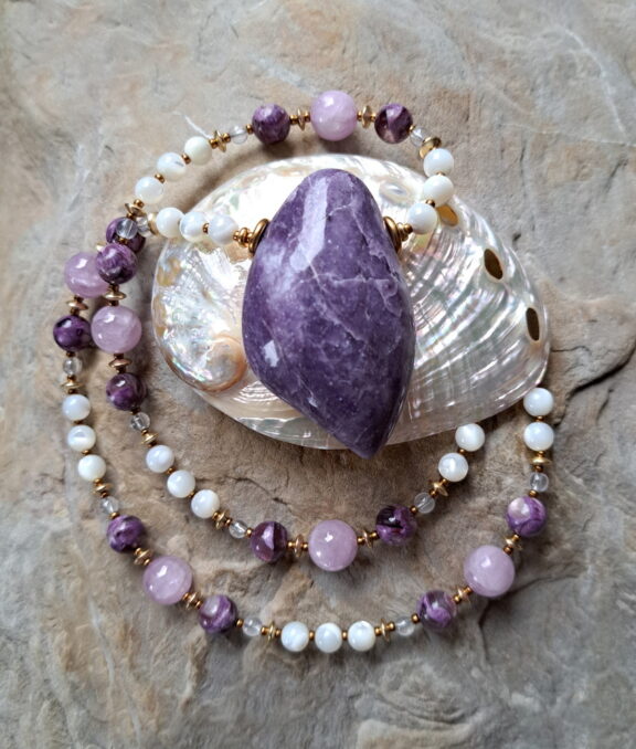 Lepidolith Edelstein Kette