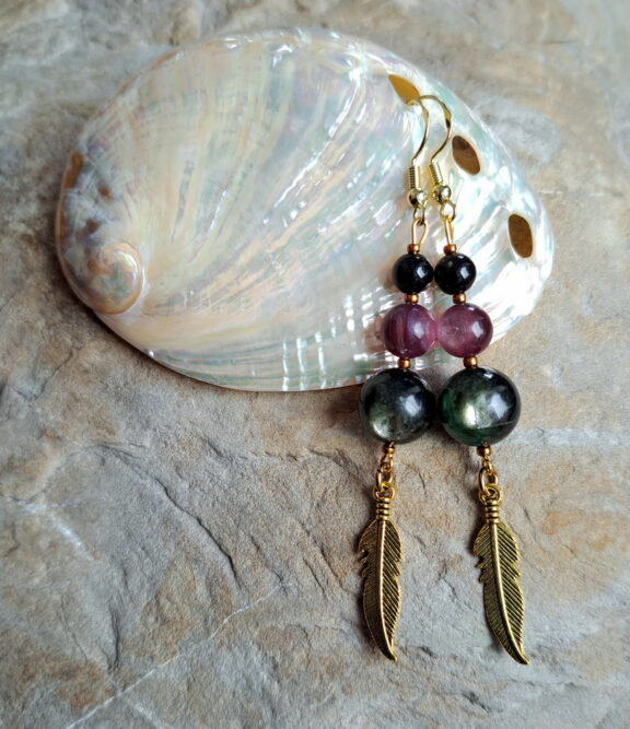 Lepidolith Mica Perlenohrringe