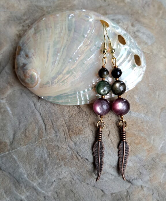 Lepidolith Mica Perlenohrringe