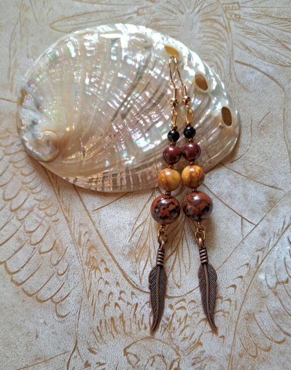 Mahagoni Obsidian Perlenohrringe