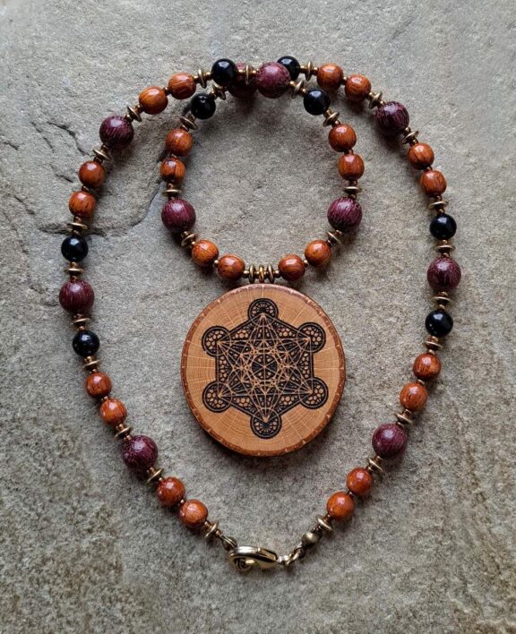 Metatron Amulett Buchenholz Anhänger Edelsteinkette Heilsteinschmuck