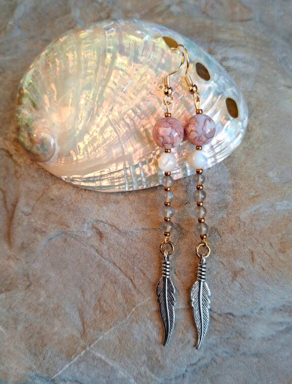 Perlmutt - Mondstein Perlenohrringe