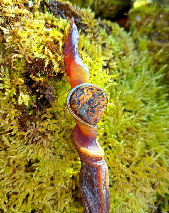 Pietersit Heilstein Ring in Silber gefasst