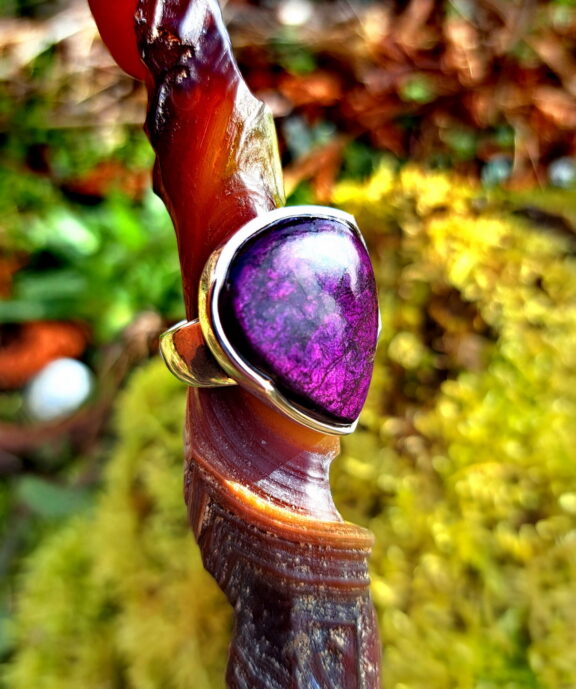Purpurit Heilstein Ring - Sterlingsilber