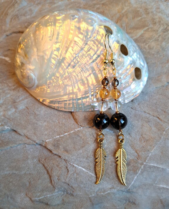 Rauchquarz - Citrin - Bergkristall Perlenohrringe