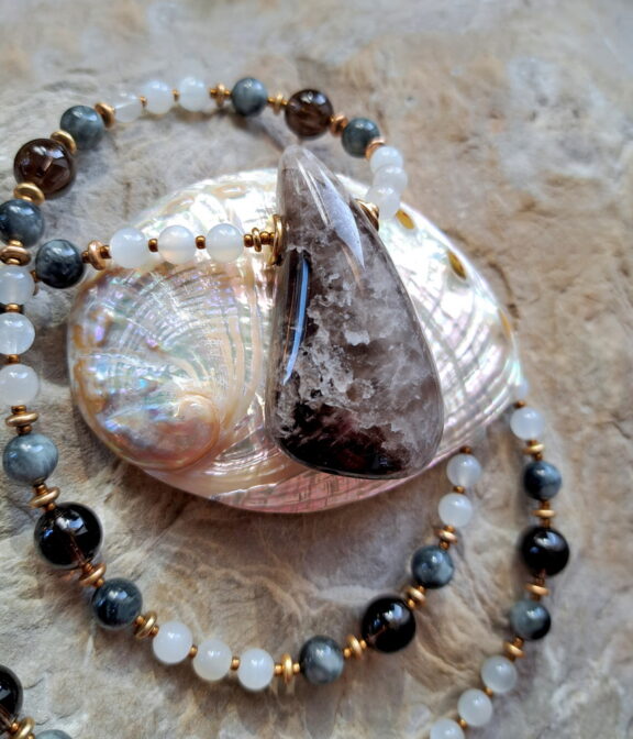 Rauchquarz - Falkenauge Kette