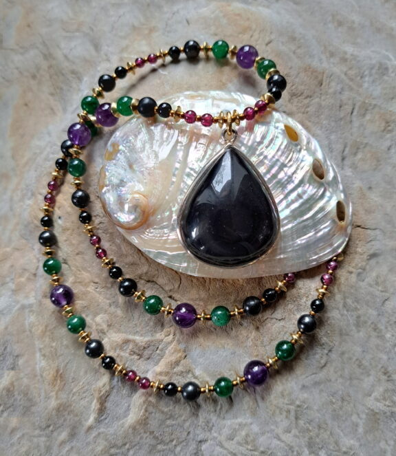 Regenobsidian Kette - handgemacht