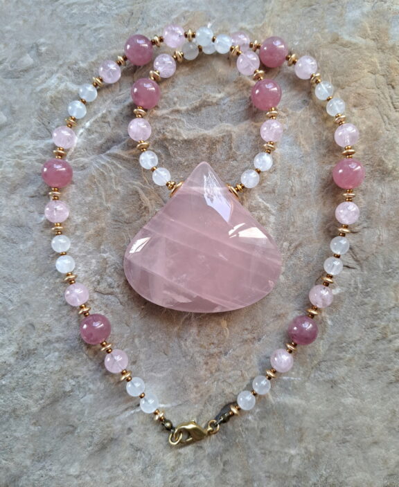 Rosenquarz Naturschmuck Heilsteinkette