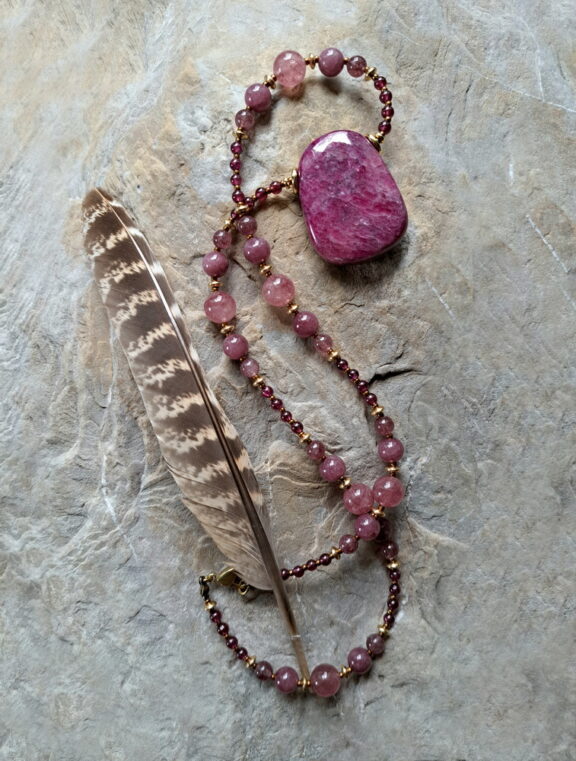 Rubin Edelsteinkette - Unikatschmuck