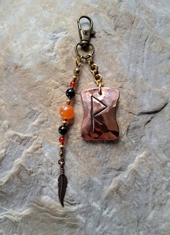 Talisman Rune Raido Schlüsselanhänger aus Kupfer - handgemacht