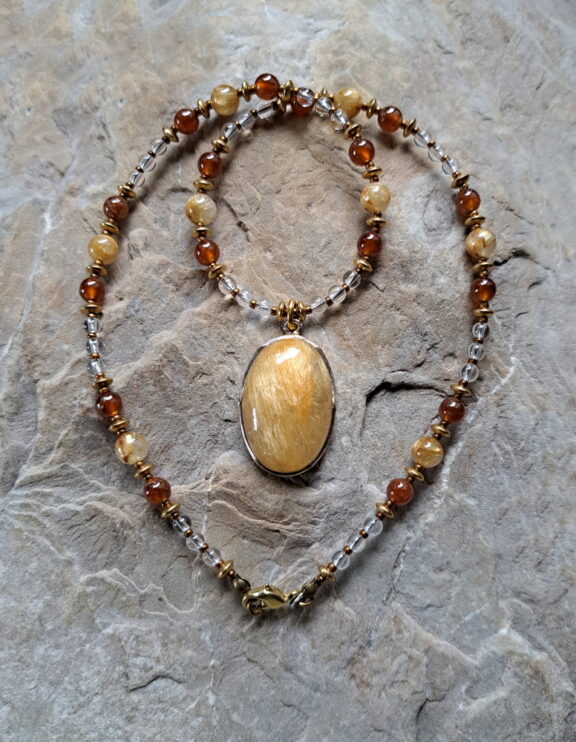 Rutilquarz Amulett Anhänger Edelsteinkette Heilsteinschmuck