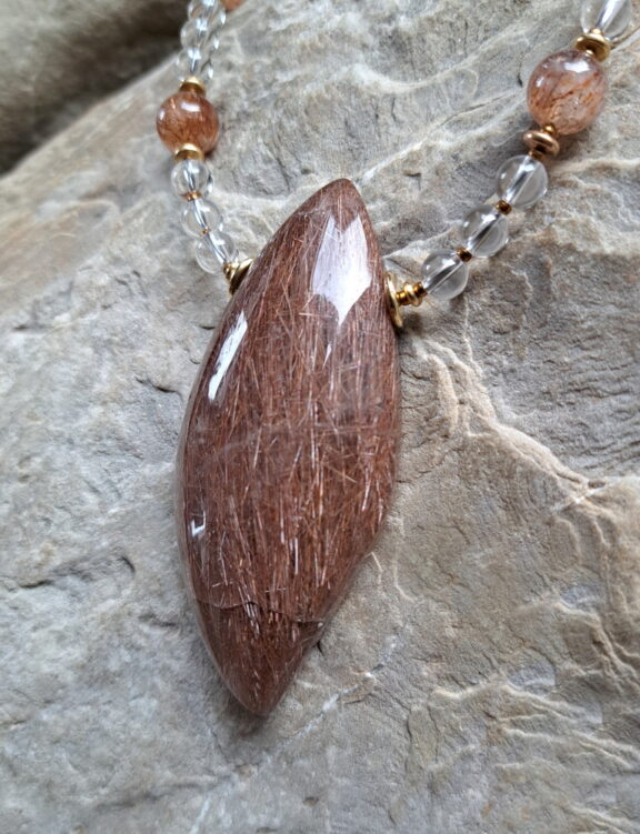 Rutilquarz Kupfer Anhänger - handgemacht