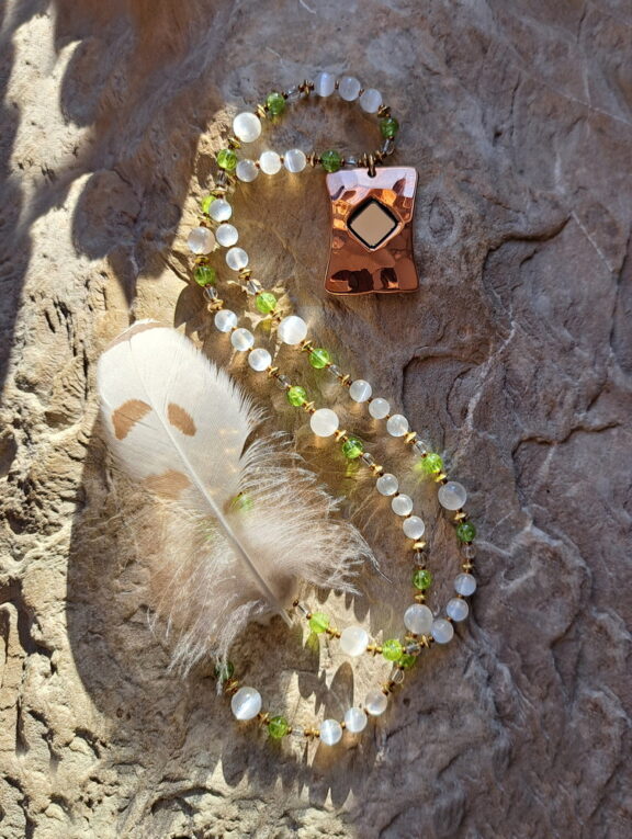 Spiegelamulett Anhänger Edelsteinkette Heilsteinschmuck